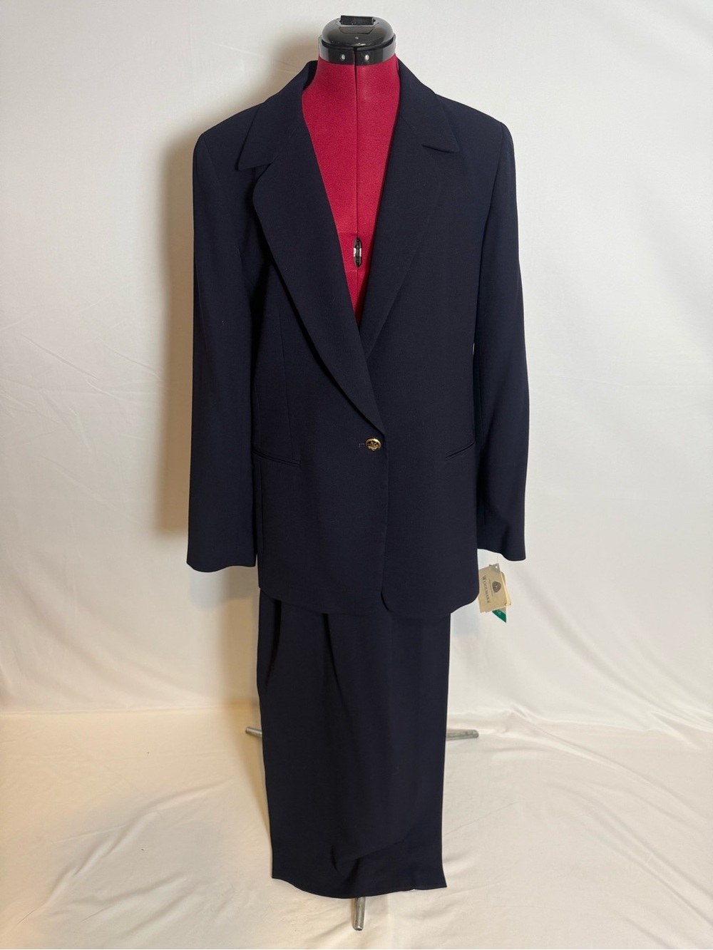 NWT JH Collectibles Skirt Suit Size 12 Navy 2-Piece Set Blazer & Skirt 100% Wool